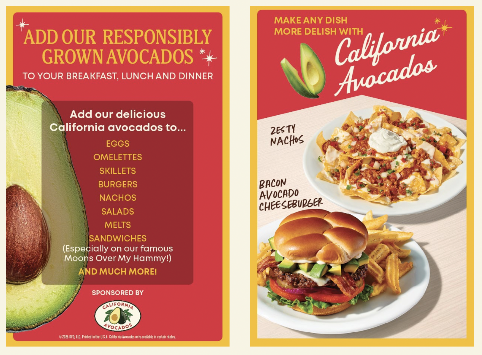 Denny’s promoted California avocados with these “table tents” at 460 locations across Arizona, California and Nevada.