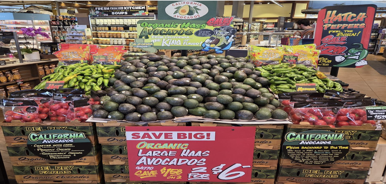 Tomatoes, Hatch chiles and red peppers spell out great salsa and fajitas with California avocados