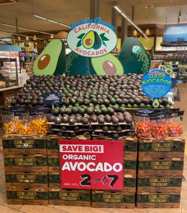 Chalk art showcasing organic CA avocados