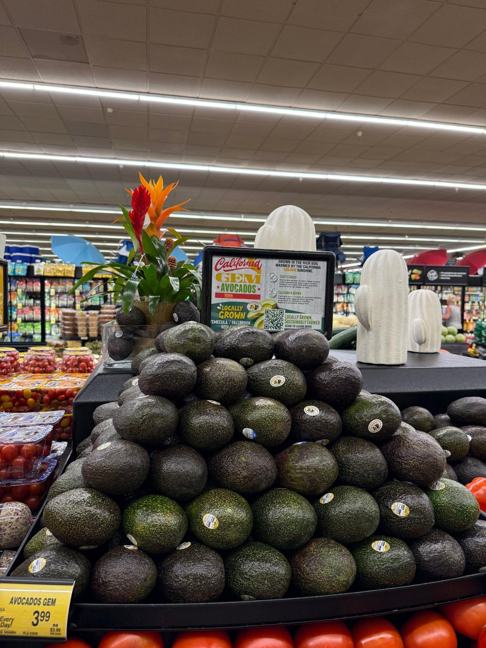 A California avocado display at Vons.