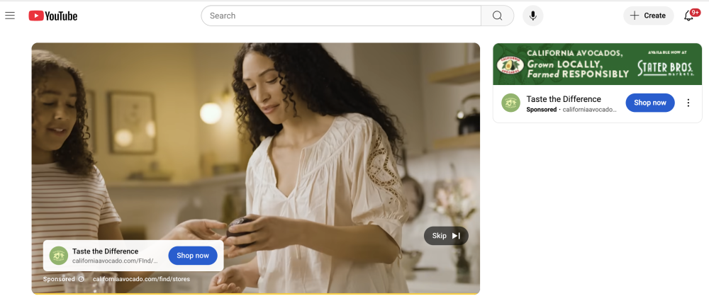 Retailer YouTube pre-roll video with companion banners 