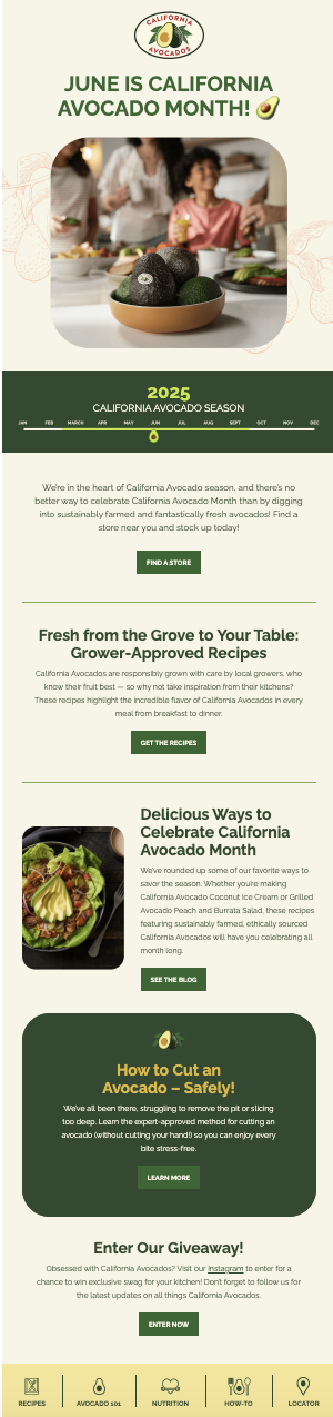 CA avocado lifestyle social media content