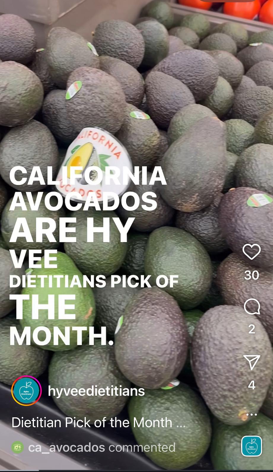 Throughout July, California avocados were the Dietitian Pick-of-the-Month at Midwestern Hy-Vee locations.