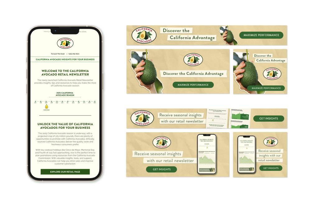 Digital advertisements emphasize varied calls to action throughout the season directing readers back to the CaliforniaAvocado.com retail webpage.