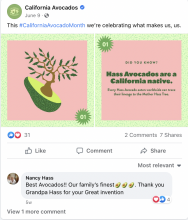 Numerous posts, including this one, shared the rich history of California avocados with consumers.