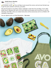 Mollie Stone’s and CAC showcased a giveaway where one winner was selected from each store and won a gift pack with California avocados, an apron, t-shirt, carryall pouch and avocado spreader.