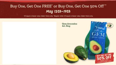 Example of a May retail ad featuring bags of GEM California avocados. 
