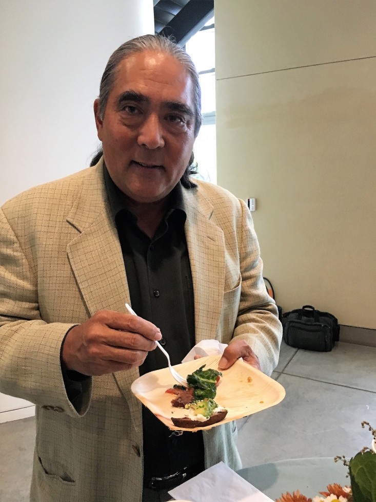 Panelist/former secretary of California Department of Food and Agriculture  A.G. Kawamura enjoyed his Whole Grain Tartine with Goat Cheese Ricotta Spread,  Pickled Avocado and Everything Bagel Topping.