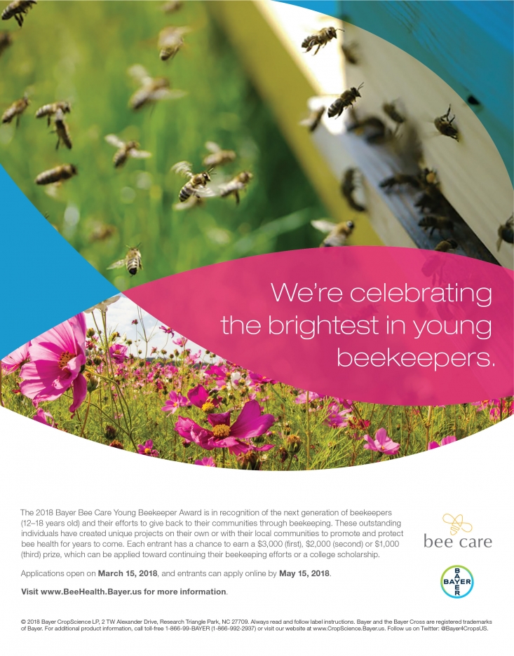 Bayer is hosting a nationwide Bayer Bee Care Young Beekeeper Award for beekeepers between the ages of 12 - 18. 