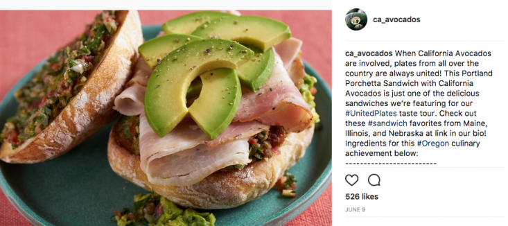 CAC featured sandwiches unique to different states — with fresh California avocados — on its Twitter feed throughout the month of June.