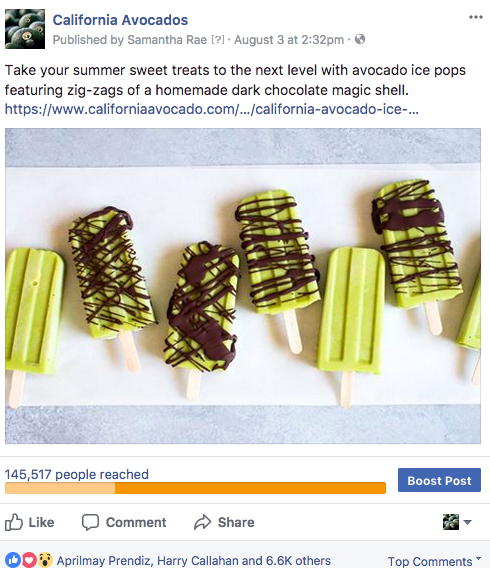 Frozen avocado treats were a hit with California avocado fans during the hot, final weeks of summer.