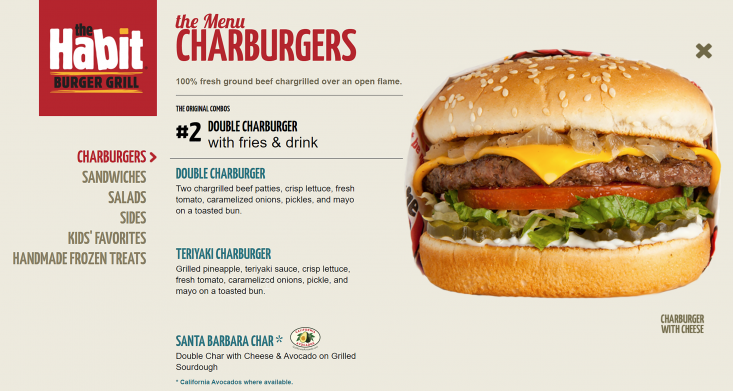 Habit Burger’s online menu featured the California Avocados brand logo next to one of the chain’s popular offerings.