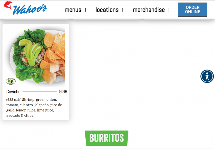 The California Avocados brand logo was showcased next to the chain’s popular ceviche dish on Wahoo’s Fish Taco’s website.