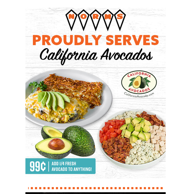 The subject line of NORM’s enewsletter, which is sent to loyalty club members, was: Fresh California Avocado Makes Everything Better, Add to Your Meal Today!
